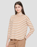 Connexion Stripe Drop Shoulder Kaos Wanita