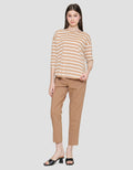 Connexion Stripe Drop Shoulder Kaos Wanita