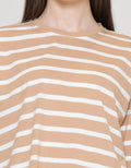Connexion Stripe Drop Shoulder Kaos Wanita