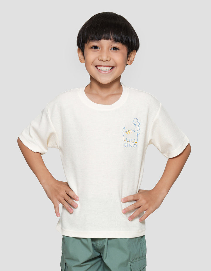 Little M Ov Waffle Bdr Dino Print Kaos Lengan Pendek Anak Laki-laki