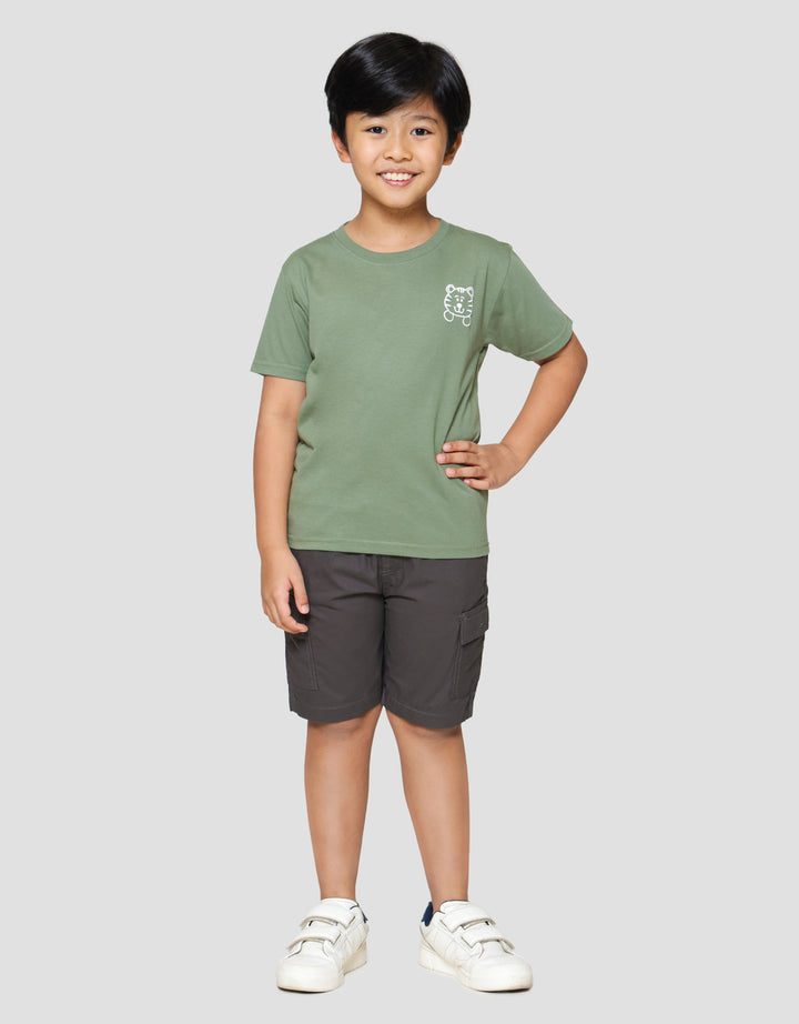 Little M Tiger Sablon Kiri Kaos Anak Laki-laki