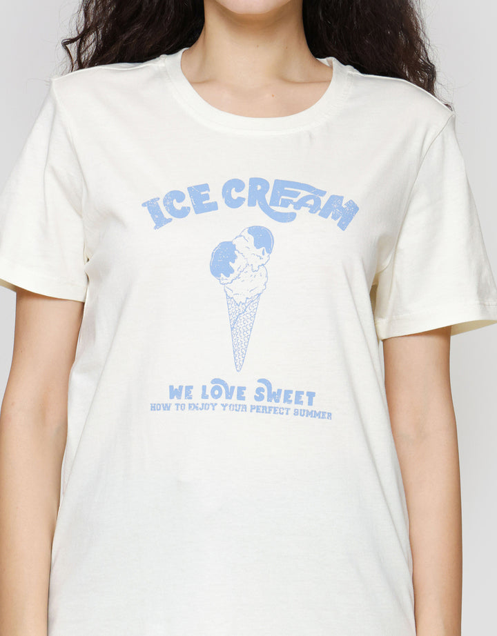 Nevada Reg Comb Ice Cream Kaos Lengan Pendek Wanita