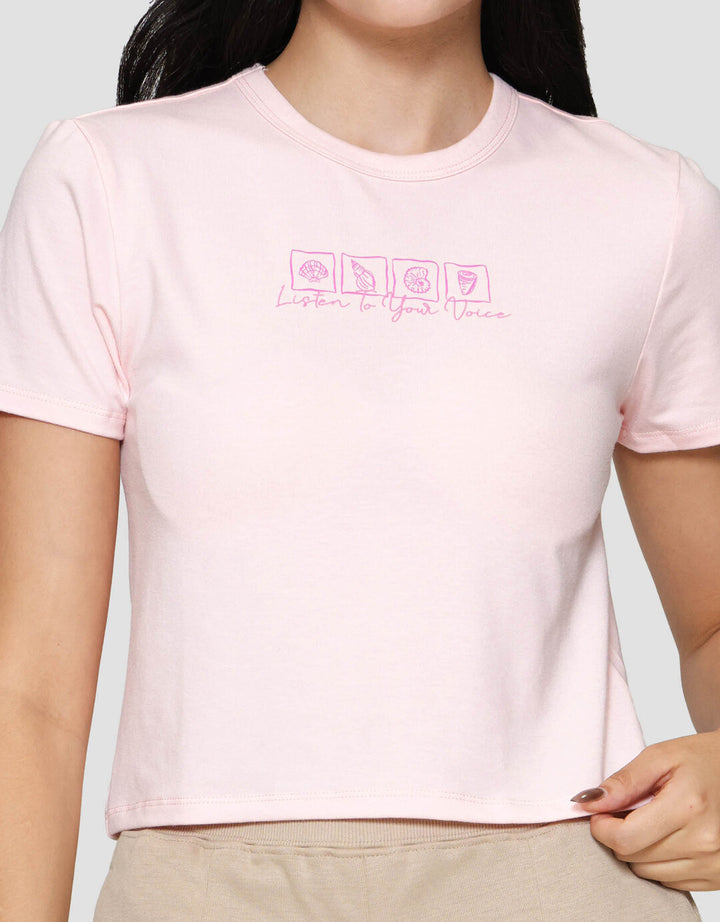 Nevada Listen To Your Voice Kaos Lengan Pendek Wanita