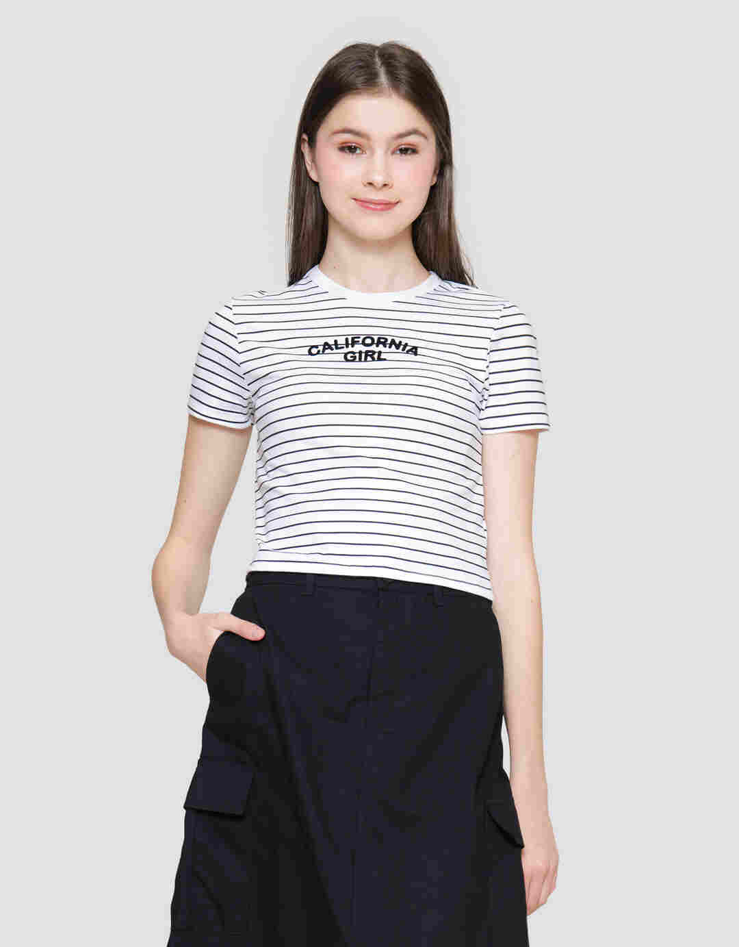 NEVADA STRIPE CALIFORNIA GIRL KAOS LENGAN PENDEK WANITA