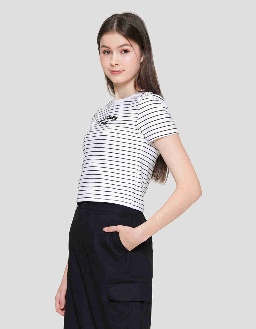 NEVADA STRIPE CALIFORNIA GIRL KAOS LENGAN PENDEK WANITA