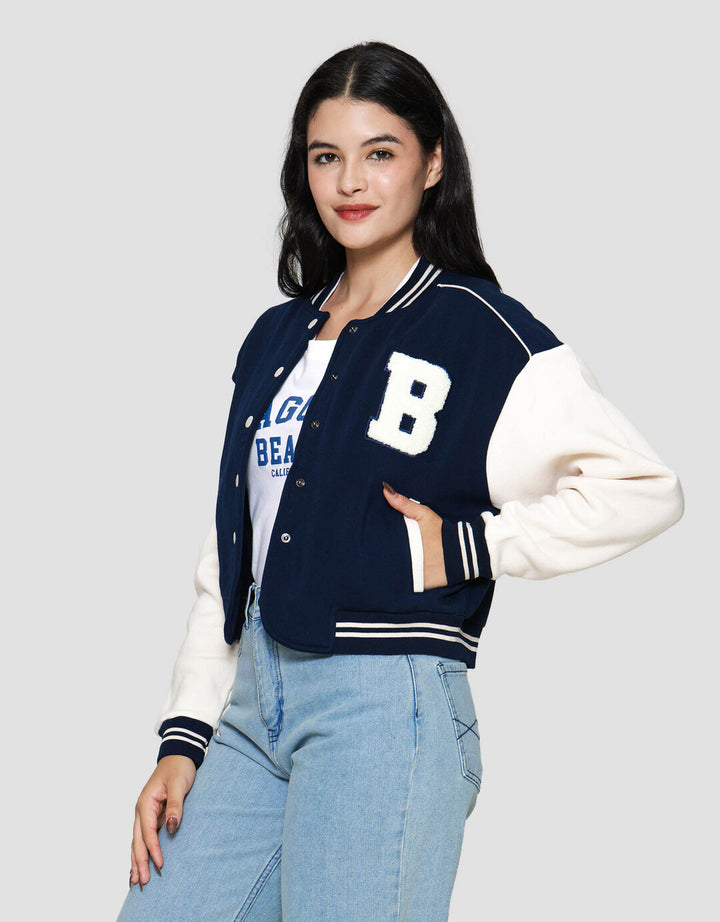 Nevada Boxy Fleece Varsity Jaket Wanita