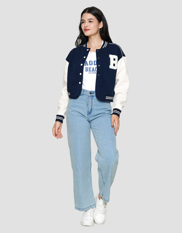 Nevada Boxy Fleece Varsity Jaket Wanita