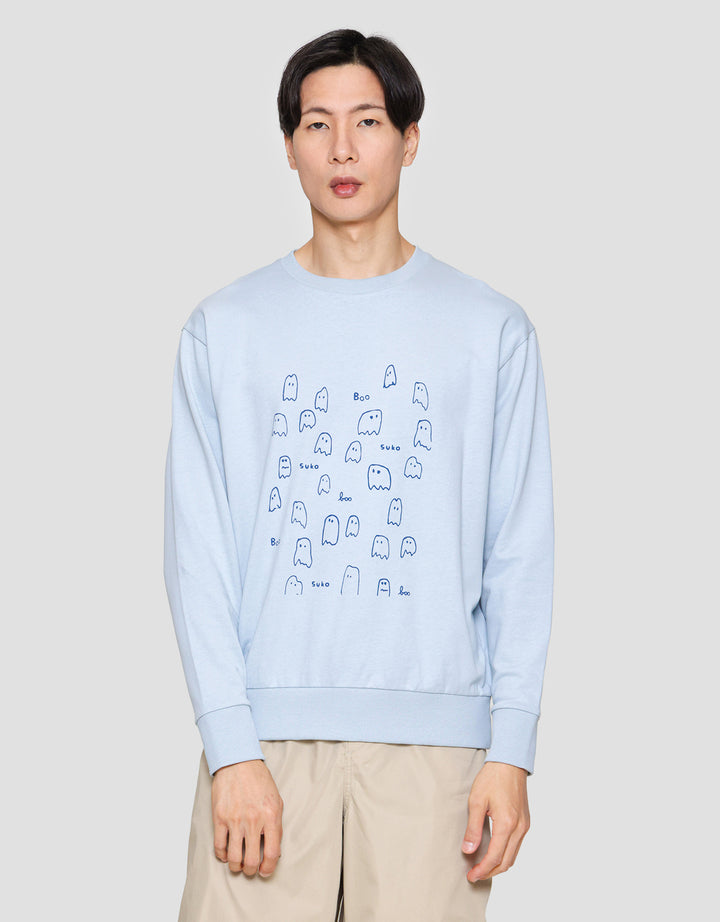 Suko Sweater Graphic Sweatshirt Kerah Bulat Lengan Panjang Pria