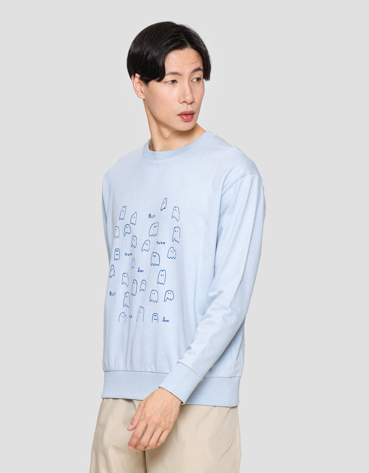 Suko Sweater Graphic Sweatshirt Kerah Bulat Lengan Panjang Pria