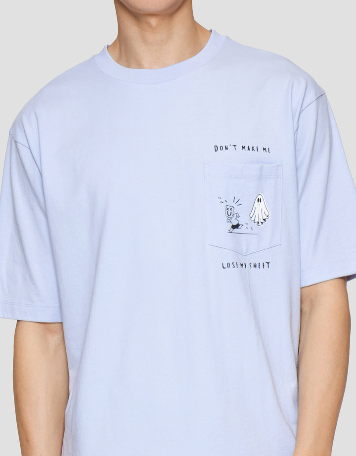 Suko Oversized Graphic Pocket Kerah Bulat Kaos Lengan Pendek Pria