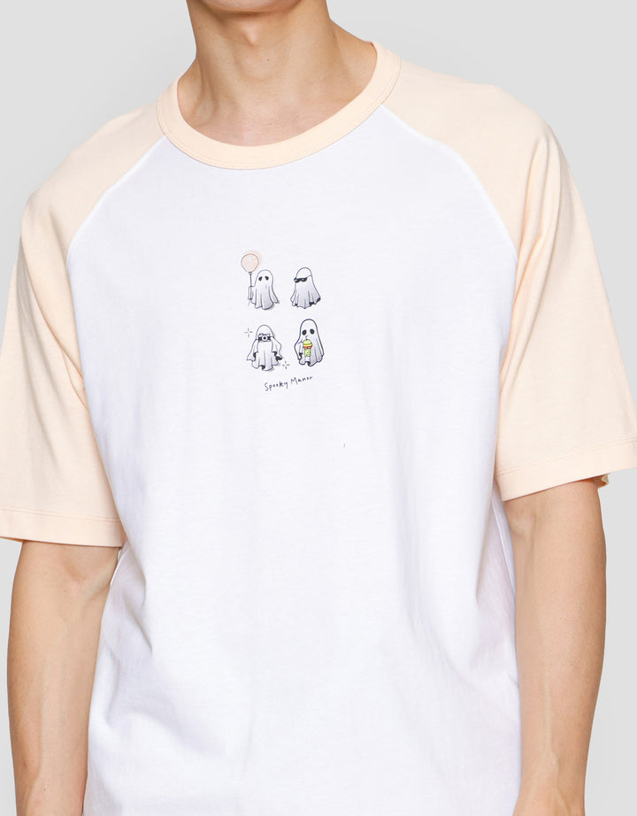 Suko Graphic Raglan Kerah Bulat Kaos Lengan Pendek Pria