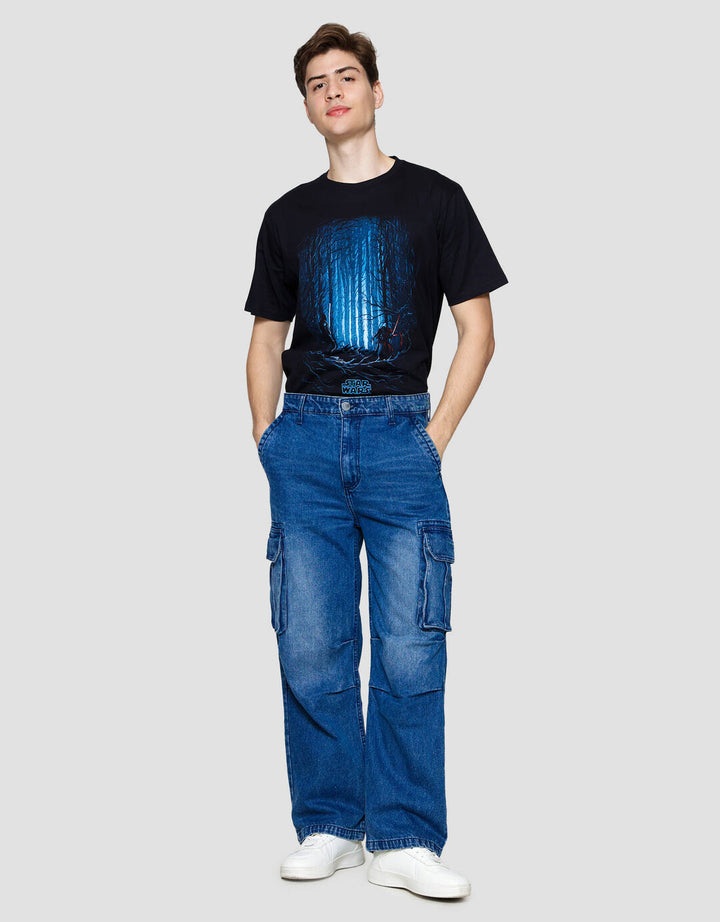 Nevada Denim Loose Fit Cargo Celana Panjang Cargo Pria