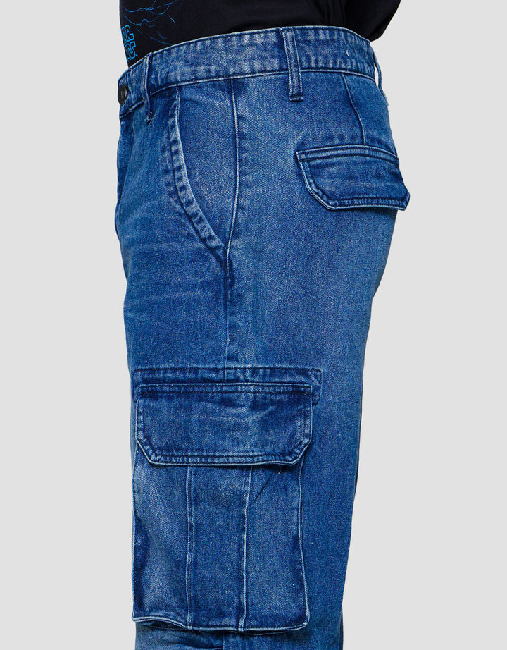 Nevada Denim Loose Fit Cargo Celana Panjang Cargo Pria