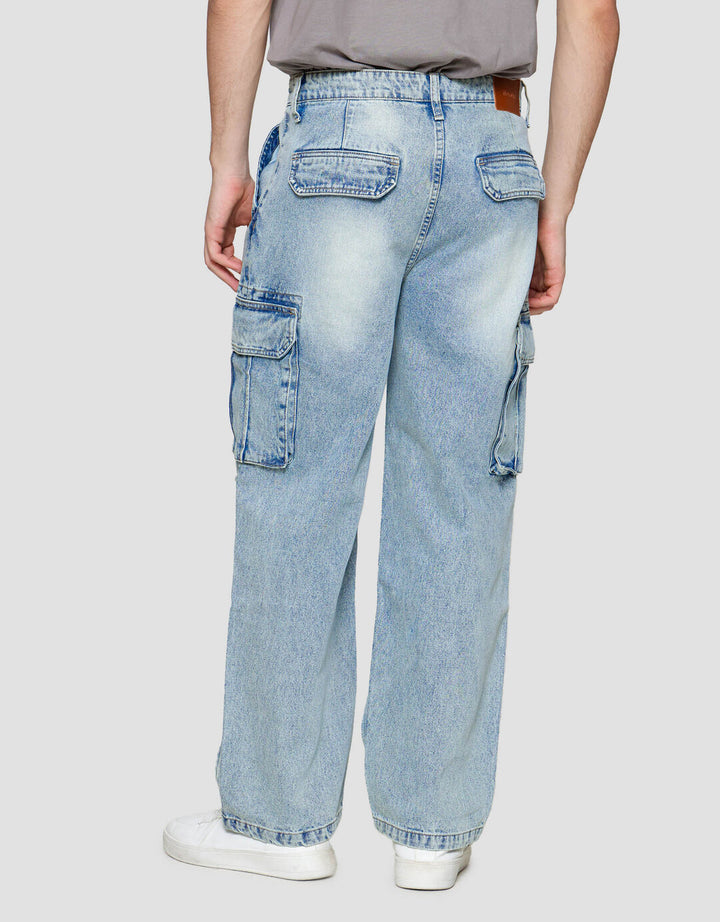 Nevada Denim Loose Fit Cargo Celana Panjang Cargo Pria