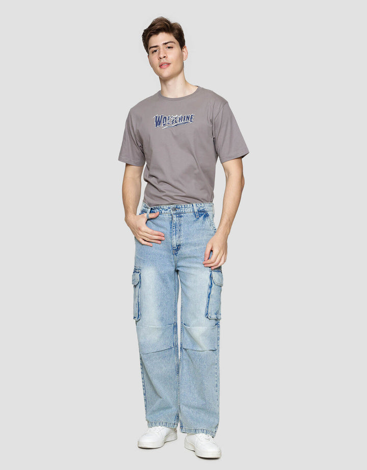 Nevada Denim Loose Fit Cargo Celana Panjang Cargo Pria