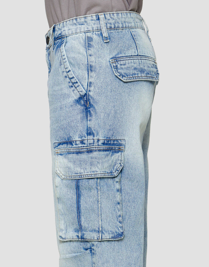 Nevada Denim Loose Fit Cargo Celana Panjang Cargo Pria