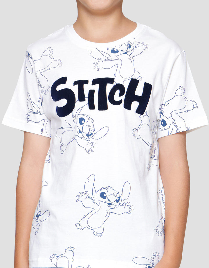 Disney Stitch Outline Kaos Anak Laki-laki