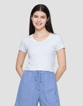 Nevada Print Rib Stripe Kaos Wanita