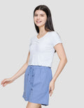 Nevada Print Rib Stripe Kaos Wanita