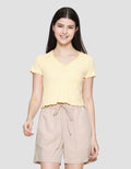 Nevada Print Rib Stripe Kaos Wanita