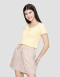 Nevada Print Rib Stripe Kaos Wanita