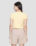 Nevada Print Rib Stripe Kaos Wanita