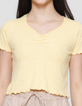 Nevada Print Rib Stripe Kaos Wanita