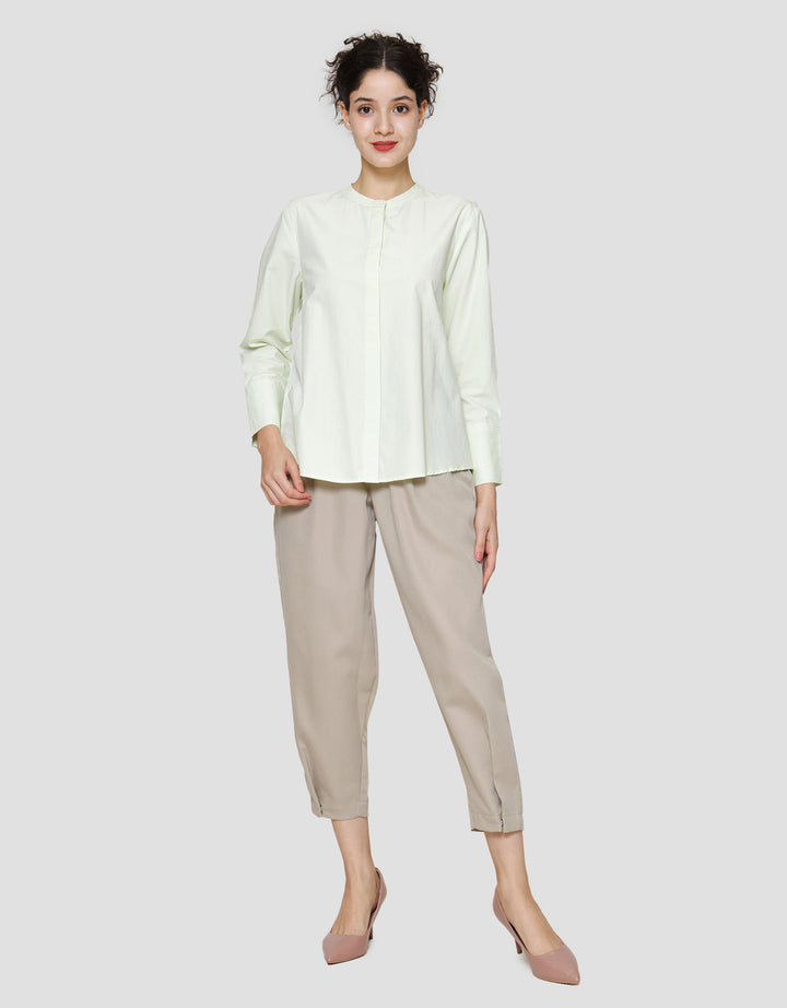 St. Yves Relaxed Cotton Boxy Top Kemeja Lengan Panjang Wanita