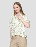St. Yves Floral Flowy Collared Blouse Wanita