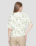 St. Yves Floral Flowy Collared Blouse Wanita