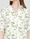 St. Yves Floral Flowy Collared Blouse Wanita
