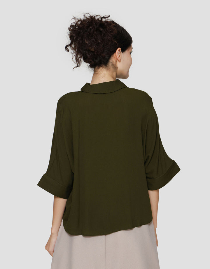 St. Yves Crinkled Rayon Relax Kemeja Lengan Panjang Wanita