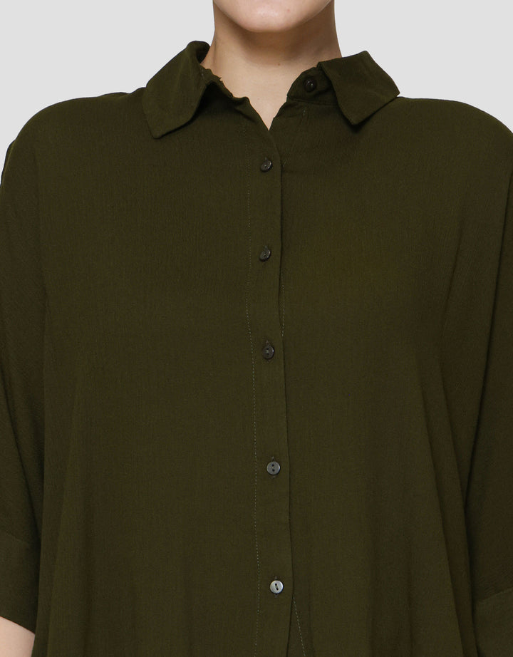 St. Yves Crinkled Rayon Relax Kemeja Lengan Panjang Wanita