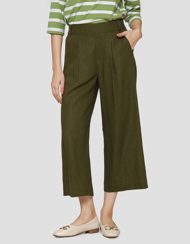 St. Yves Cropped Wideleg Linen Trouser Celana Panjang Wanita