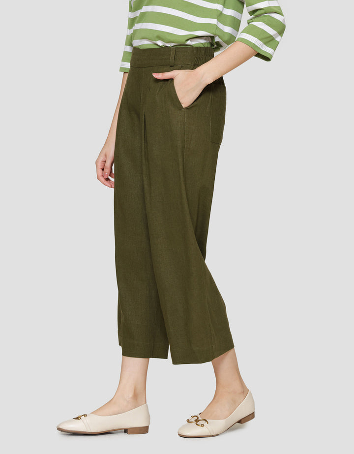 St. Yves Cropped Wideleg Linen Trouser Celana Panjang Wanita