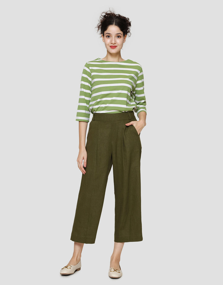 St. Yves Cropped Wideleg Linen Trouser Celana Panjang Wanita