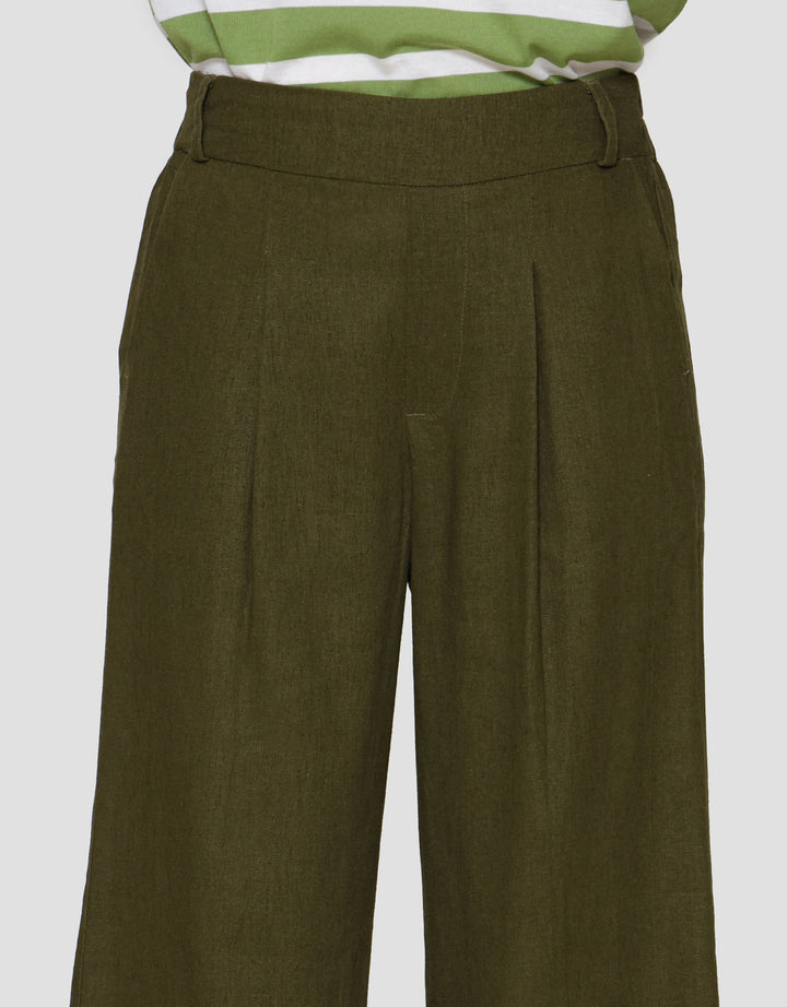 St. Yves Cropped Wideleg Linen Trouser Celana Panjang Wanita