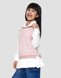 Nevada Fake 2 Pcs Kombinasu Tekstur Sweater Anak Perempuan