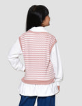 Nevada Fake 2 Pcs Kombinasu Tekstur Sweater Anak Perempuan