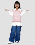 Nevada Fake 2 Pcs Kombinasu Tekstur Sweater Anak Perempuan