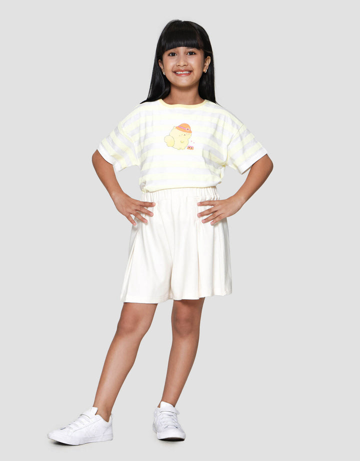 Nevada Knit Solid Lipit Asunq Celana Pendek Anak Perempuan