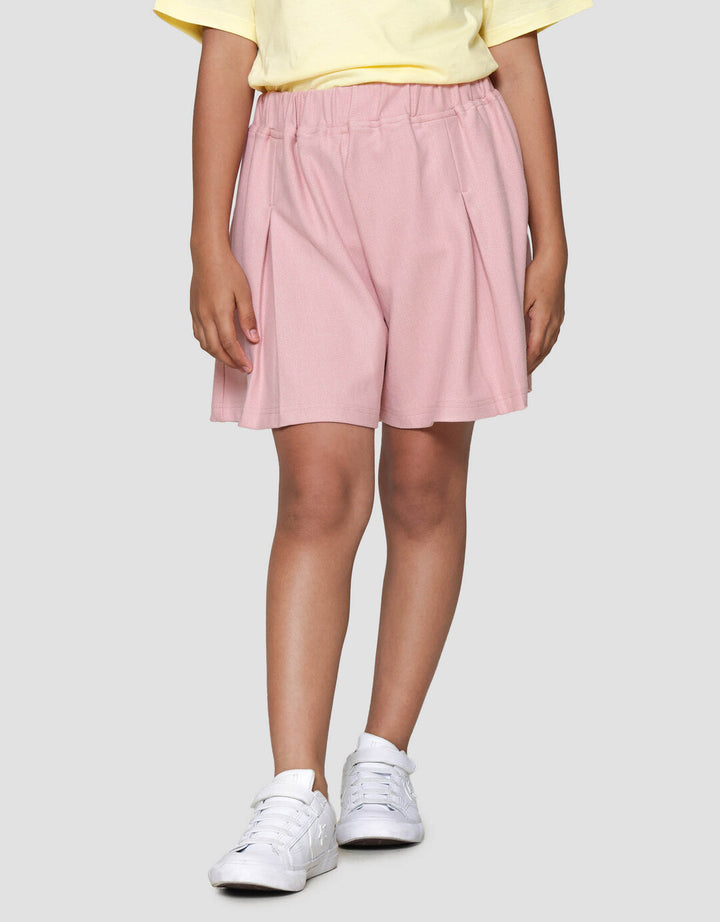 Nevada Knit Solid Pleated Asunq Celana Pendek Anak Perempuan