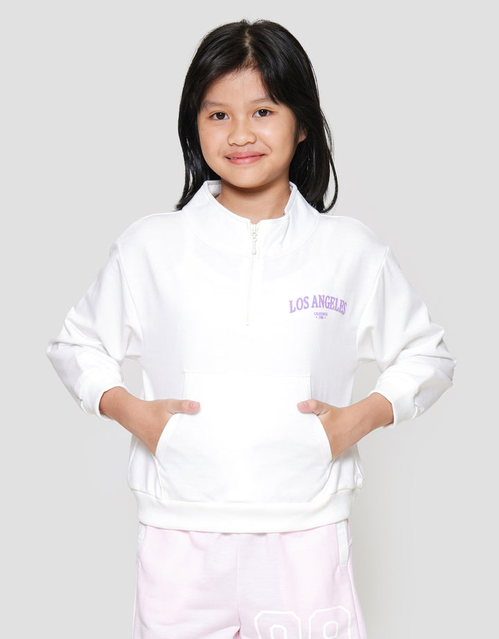 Nevada Half Zipper With Print Sweater Anak Perempuan