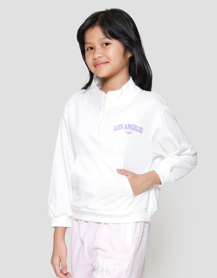 Nevada Half Zipper With Print Sweater Anak Perempuan