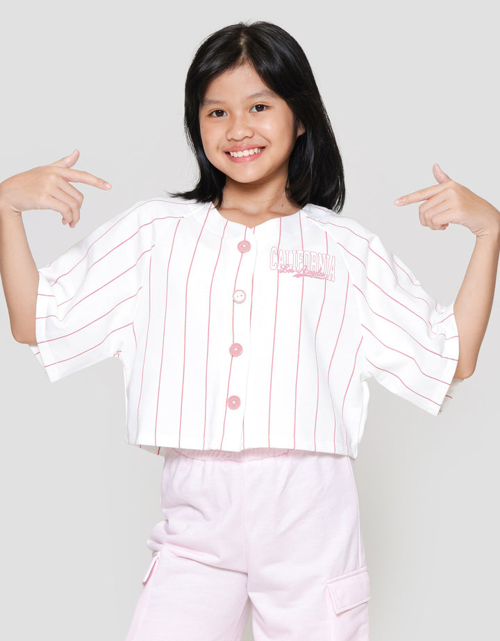 Nevada Knit Baseball Stripe Kaos Anak Perempuan