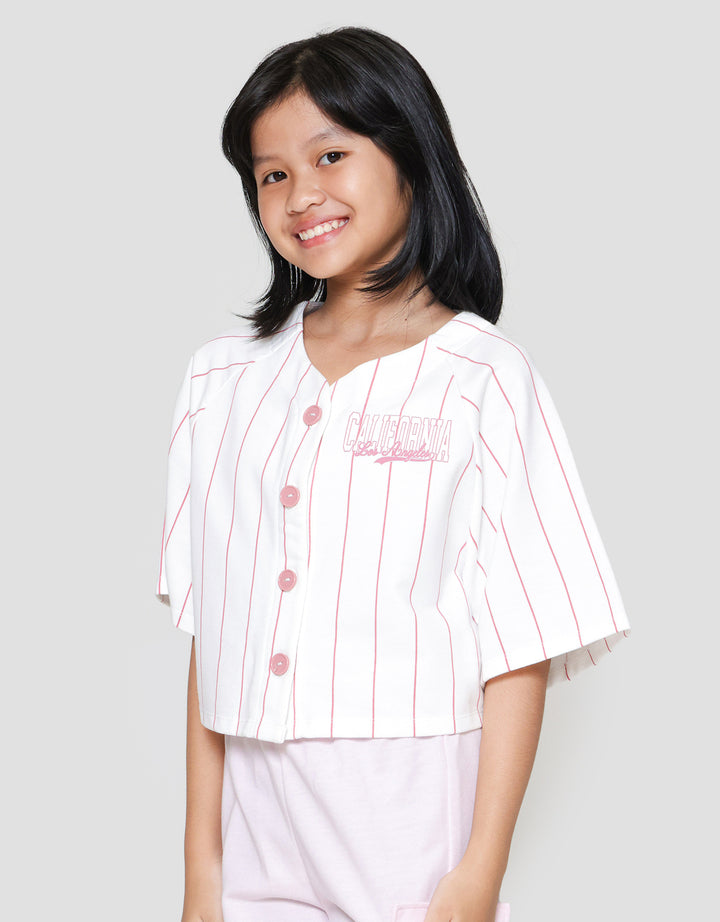 Nevada Knit Baseball Stripe Kaos Anak Perempuan