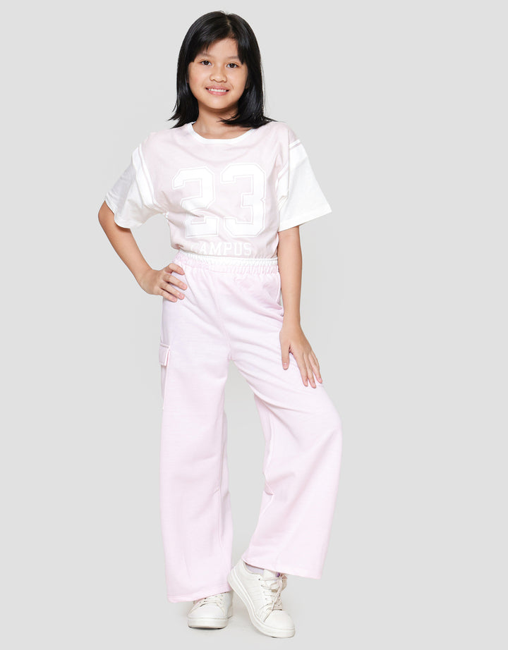 Nevada Knit Wideleg Cargo Celana Panjang Anak Perempuan