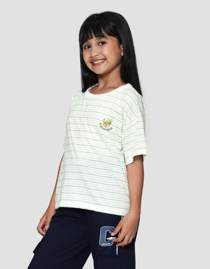 Nevada Boxy Stripe With Embro Kaos Anak Perempuan