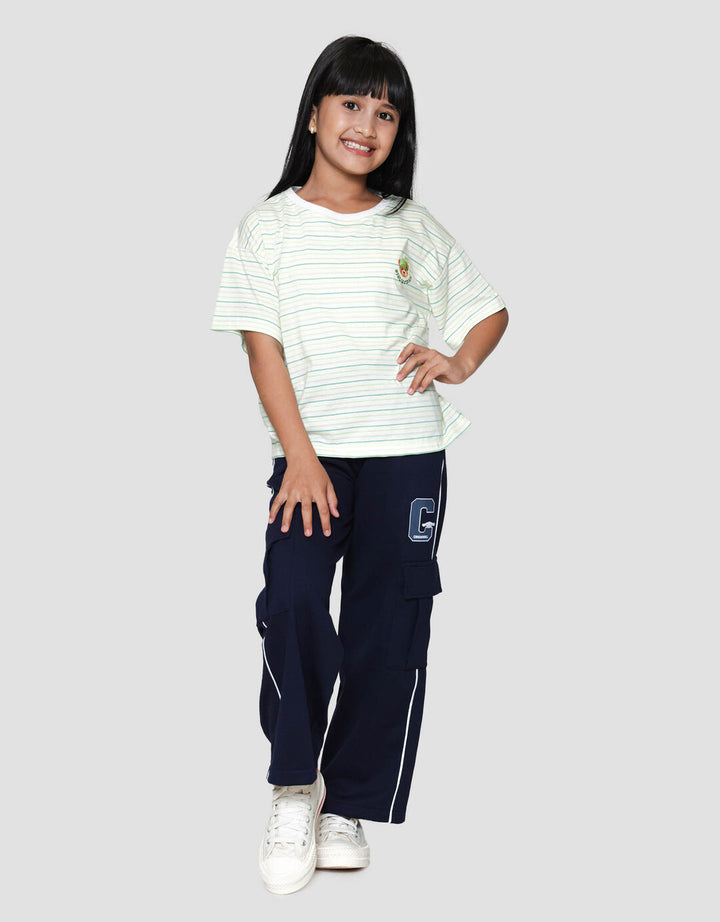 Nevada Boxy Stripe With Embro Kaos Anak Perempuan