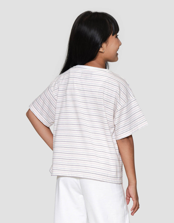 Nevada Boxy Stripe With Embro Kaos Anak Perempuan